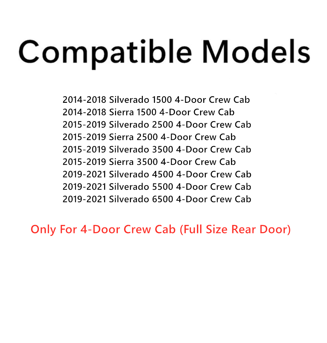 Passenger Right Side Rear Door Window Door Glass Compatible with Chevrolet Silverado GMC Sierra 1500 2014-2018 / 2500 3500 2015-2019 /4500 5500 6500 2019-2021 4-Door Crew Cab Pickup