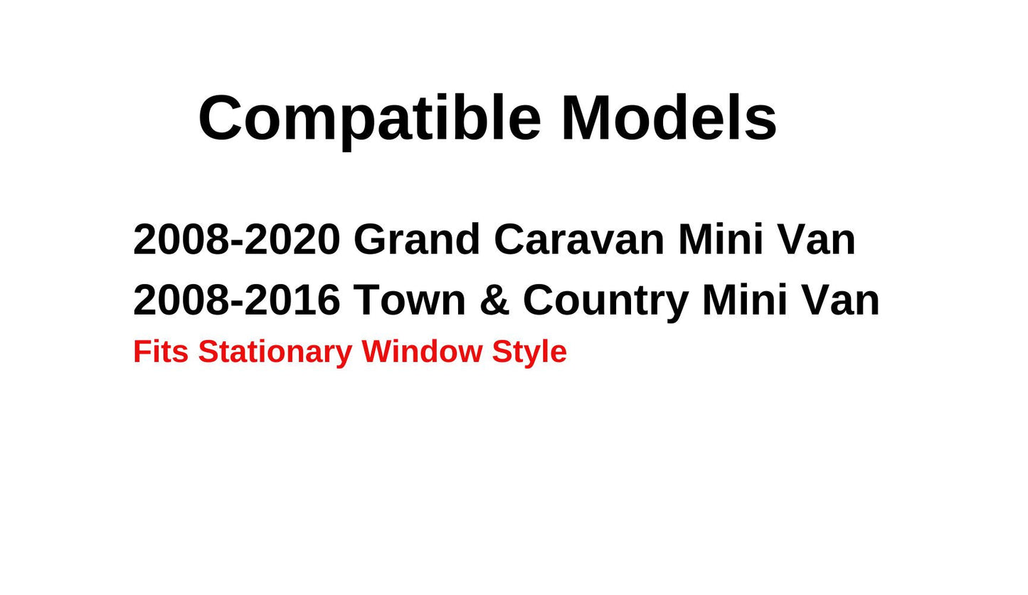 Stationary Style Passenger Right Side Rear Sliding Cargo Door Window Door Glass Compatible with Dodge Grand Caravan / Chrysler Town & Country 2008-2020 Models