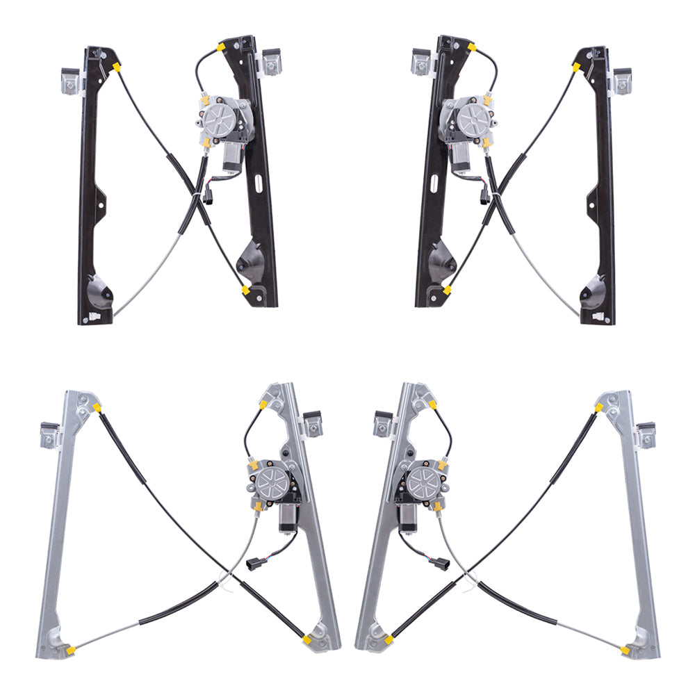 Window Regulators with Motor 4 Piece Set Compatible with 07-13 Avalanche 08-13 Escalade EXT 07-13 Sierra 1500/2500HD/3500HD 07-13 Silverado 1500 07-14 Silverado 2500HD/3500HD