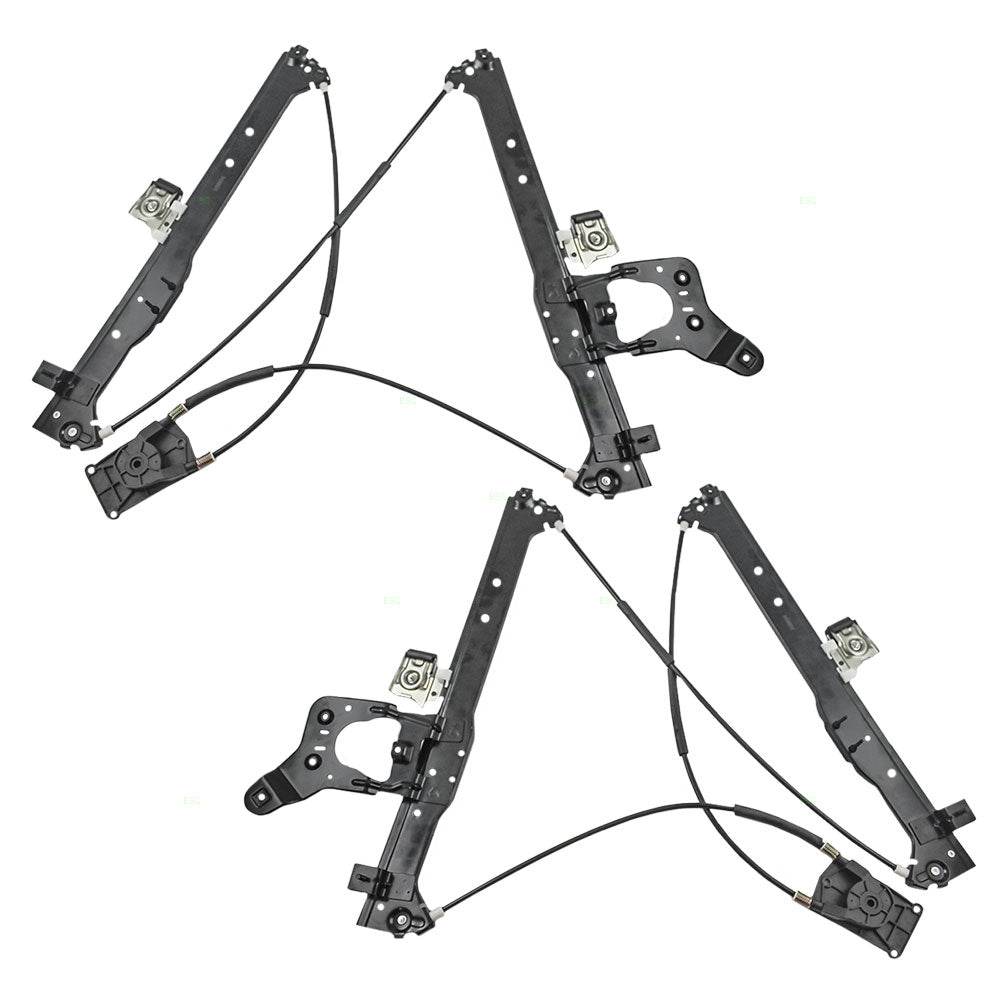 Driver and Passenger Rear Set Power Window Regulators without Motors Compatible with 2001-2007 Silverado Sierra Pickup Truck
