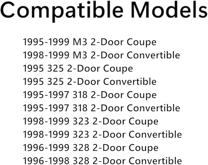 Passenger Right Side Door Window Door Glass Compatible with BMW 3 Series M3, 328i 328is 323i 323is 351i 325is 318i 318is 2 Door Coupe/Convertible 1995-1999 Models