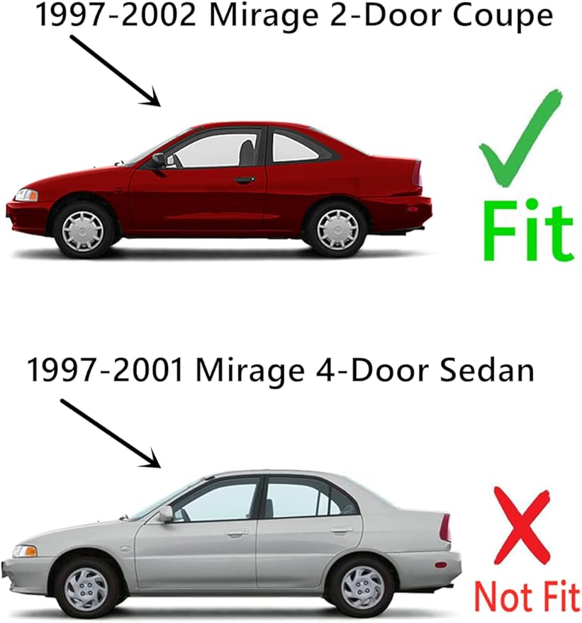 Driver Left Side Door Window Door Glass Compatible with Mitsubishi Mirage 2 Door Coupe 1997-2002 Models