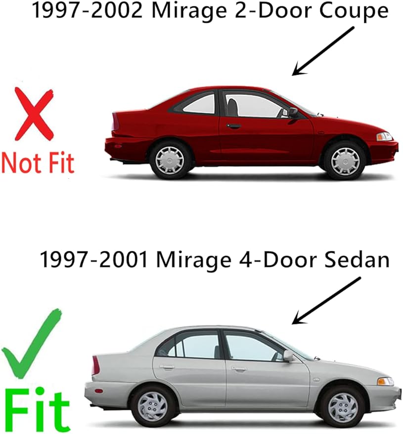 Passenger Right Side Rear Vent Glass Vent Window Compatible with Mitsubishi Mirage 4 Door Sedan 1997-2001 Models