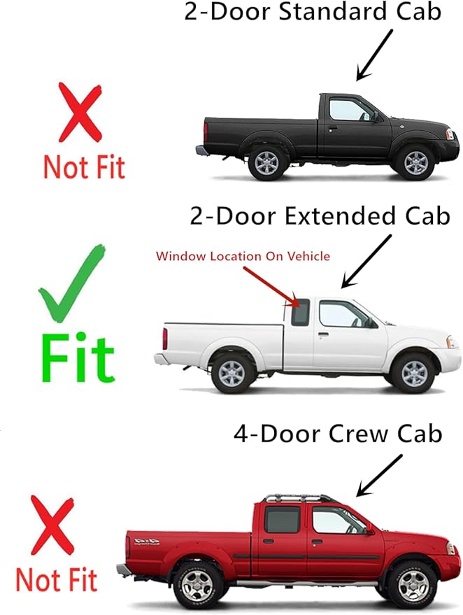 Passenger Right Side Rear Quarter Glass Quarter Window Compatible with Nissan Frontier Pickup 2 Door Extended Cab 1998-2004 Models
