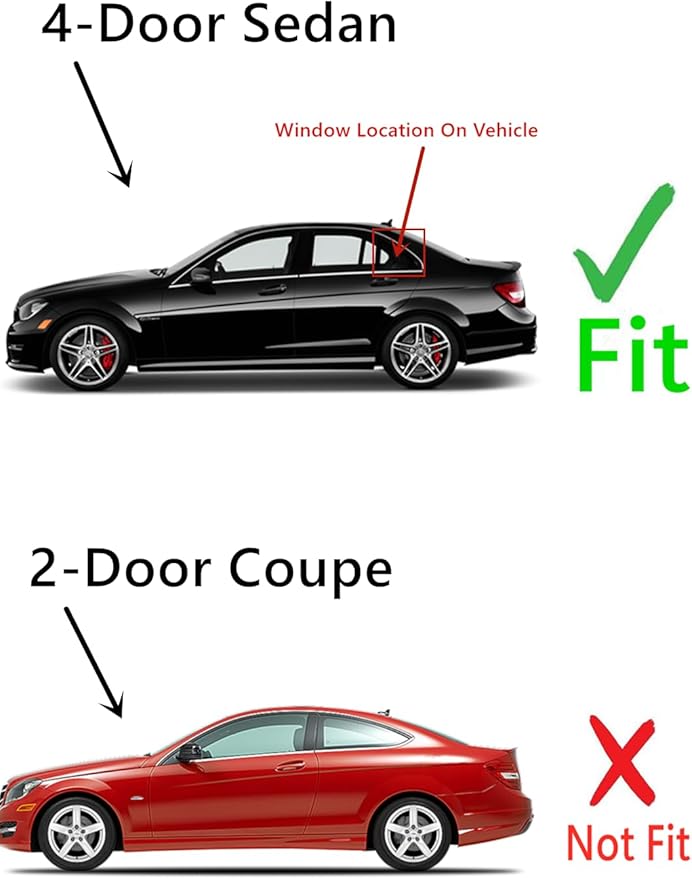 Driver Left Side Rear Vent Window Vent Glass Compatible with Mercedes Benz C250 / C300 / C350 / C63 AMG 4 Door Sedan 2012-2014 Models