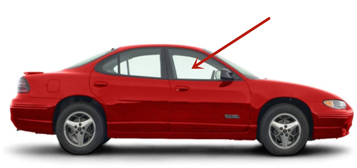 Passenger Right Side Front Door Widow Glass Compatible with Pontiac Grand Prix 4 Door Sedan 1997-2003 Models