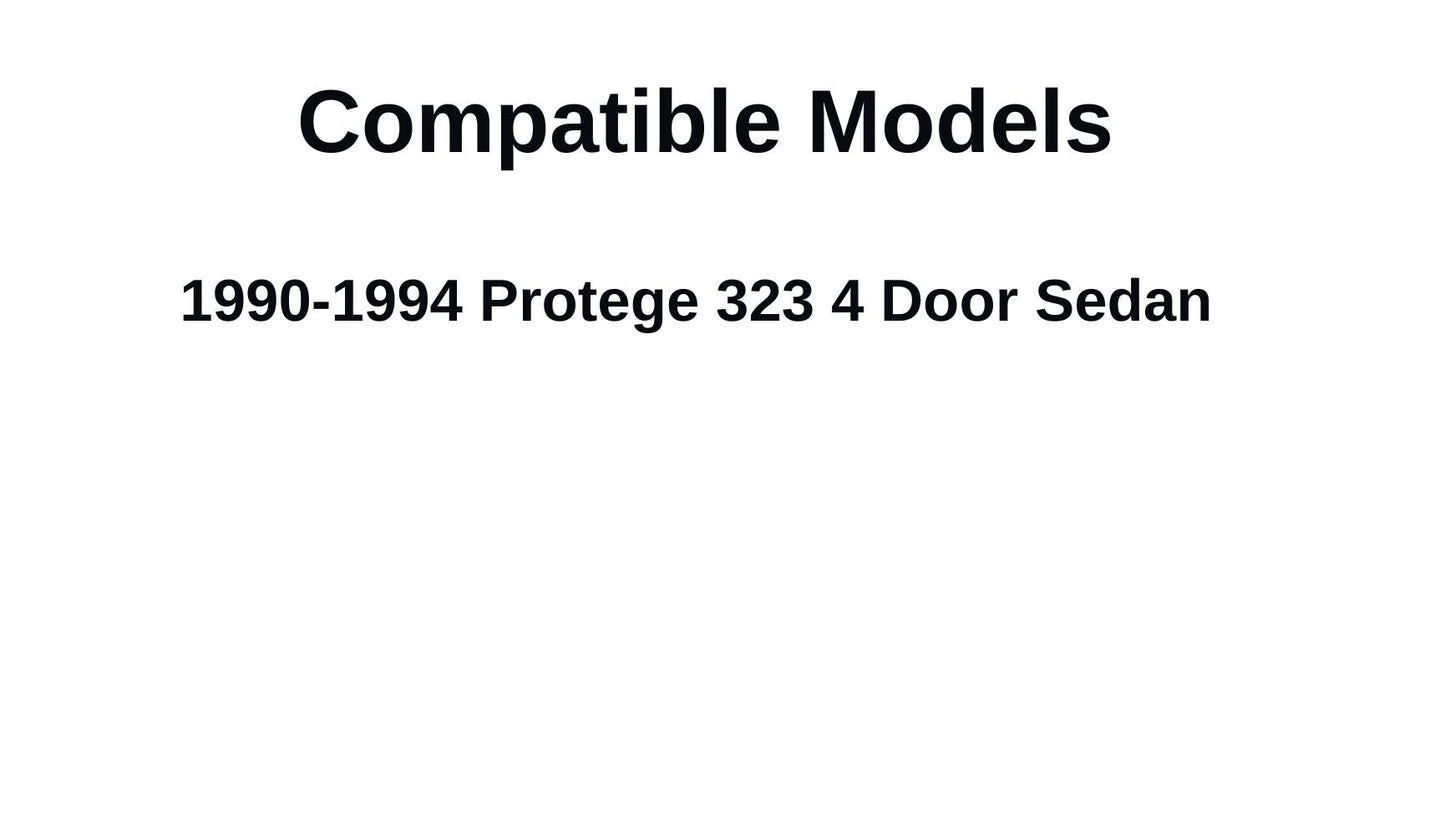 Passenger Right Side Rear Vent Glass Vent Window Compatible with Mazda Protege 323 4 Door Sedan 1990-1994 Models