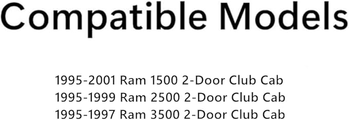 Driver Left Side Quarter Window Quarter Glass Compatible with Dodge Ram 1500 / 2500 /3500 2 Door Club Cab Pickup 1995-2001 Models