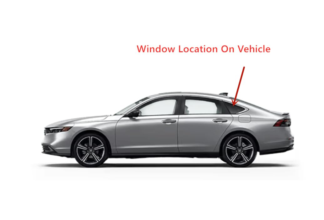 Chrome Molding Style Driver Left Side Quarter Window Quarter Glass Compatible with Honda Accord 2023-2025 Models