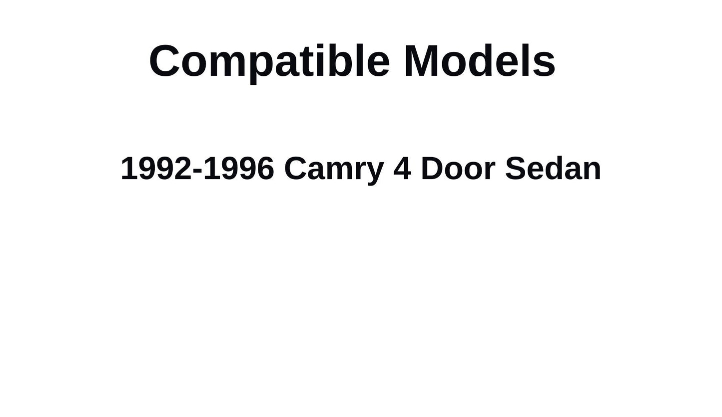 Driver Left Side Rear Door Window Door Glass Compatible with Toyota Camry 4 Door Sedan 1992-1996 Models