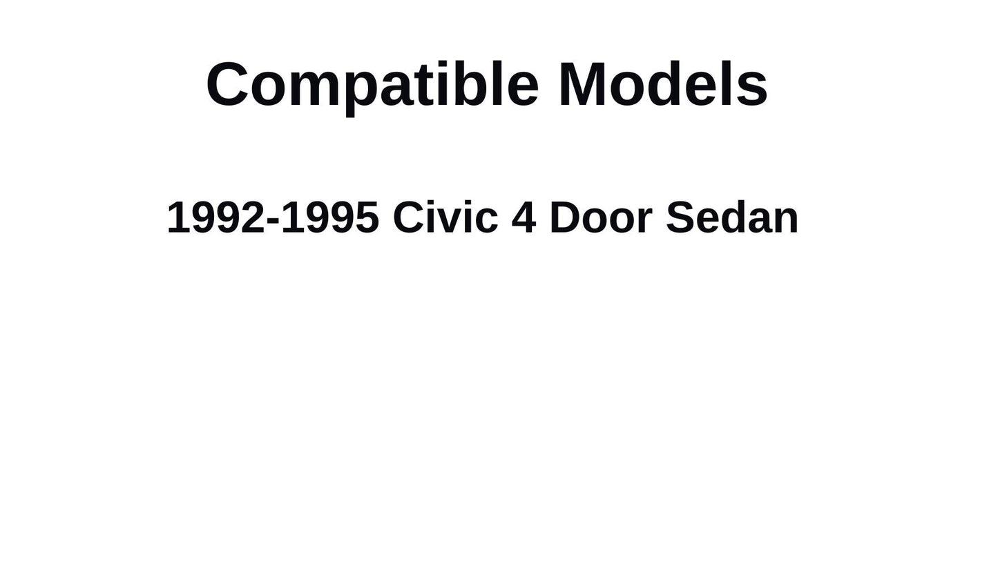 Driver Left Side Rear Door Window Door Glass Compatible with Honda Civic 4 Door Sedan 1992-1995 Models