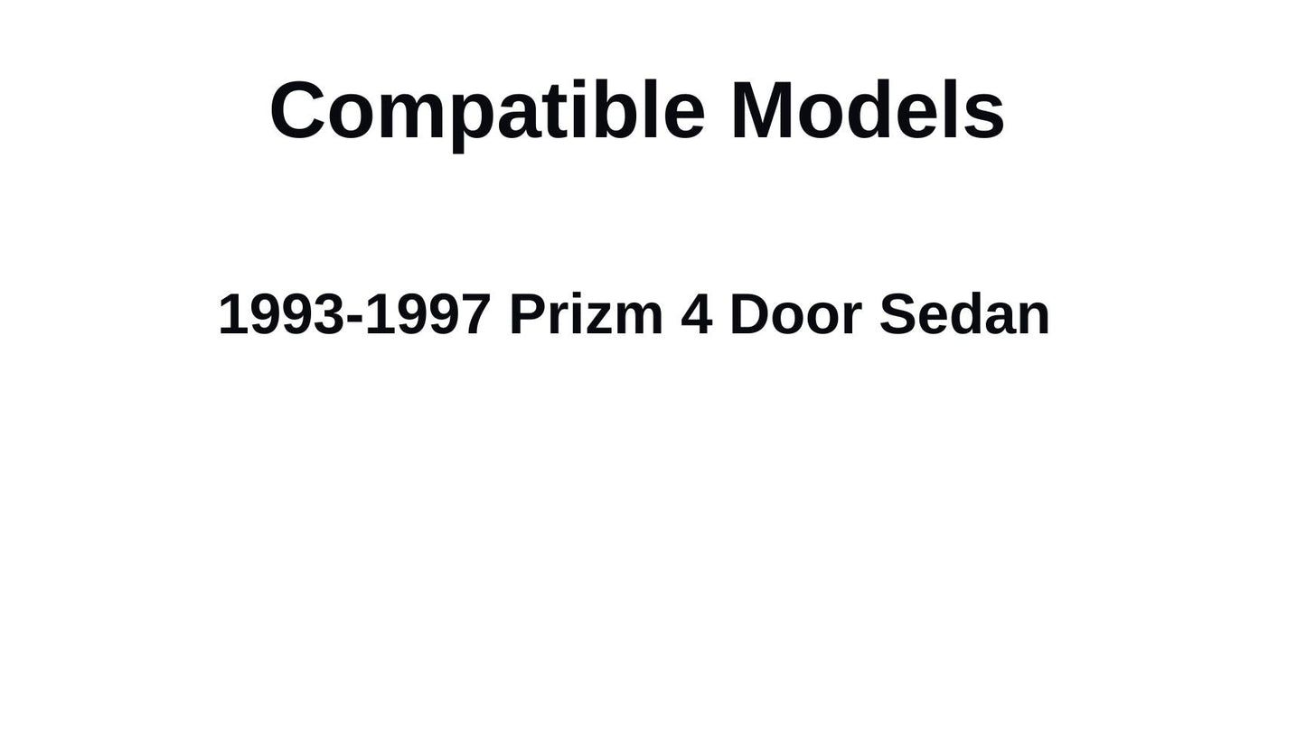 Driver Left Side Front Door Window Door Glass Compatible with Geo Prizm 4 Door Sedan 1993-1997 Models