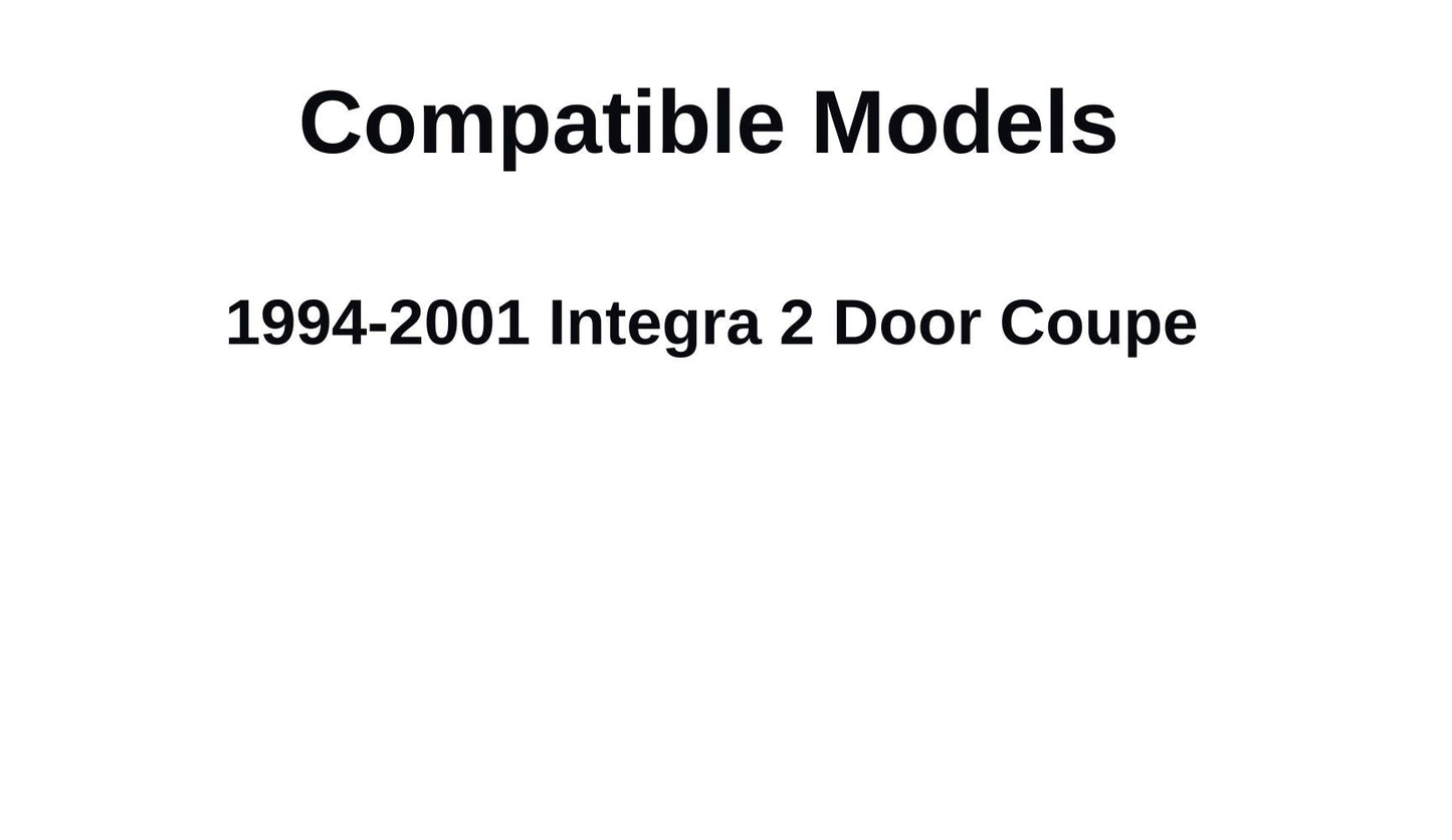 Passenger Right Side Door Window Door Glass Compatible with Acura Integra 2 Door Coupe 1994-2001 Models
