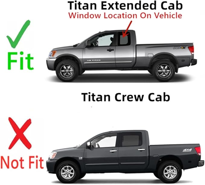 Driver Left Side Rear Quarter Window Quarter Glass Compatible with Nissan Titan 2 Door Extended Cab 2004-2015 Models