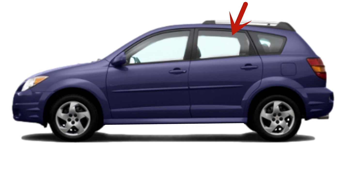 Driver Left Side Rear Door Window Door Glass Compatible with Toyota Matrix/Pontiac Vibe 4 Dr Hatchback 2003-2008 Models