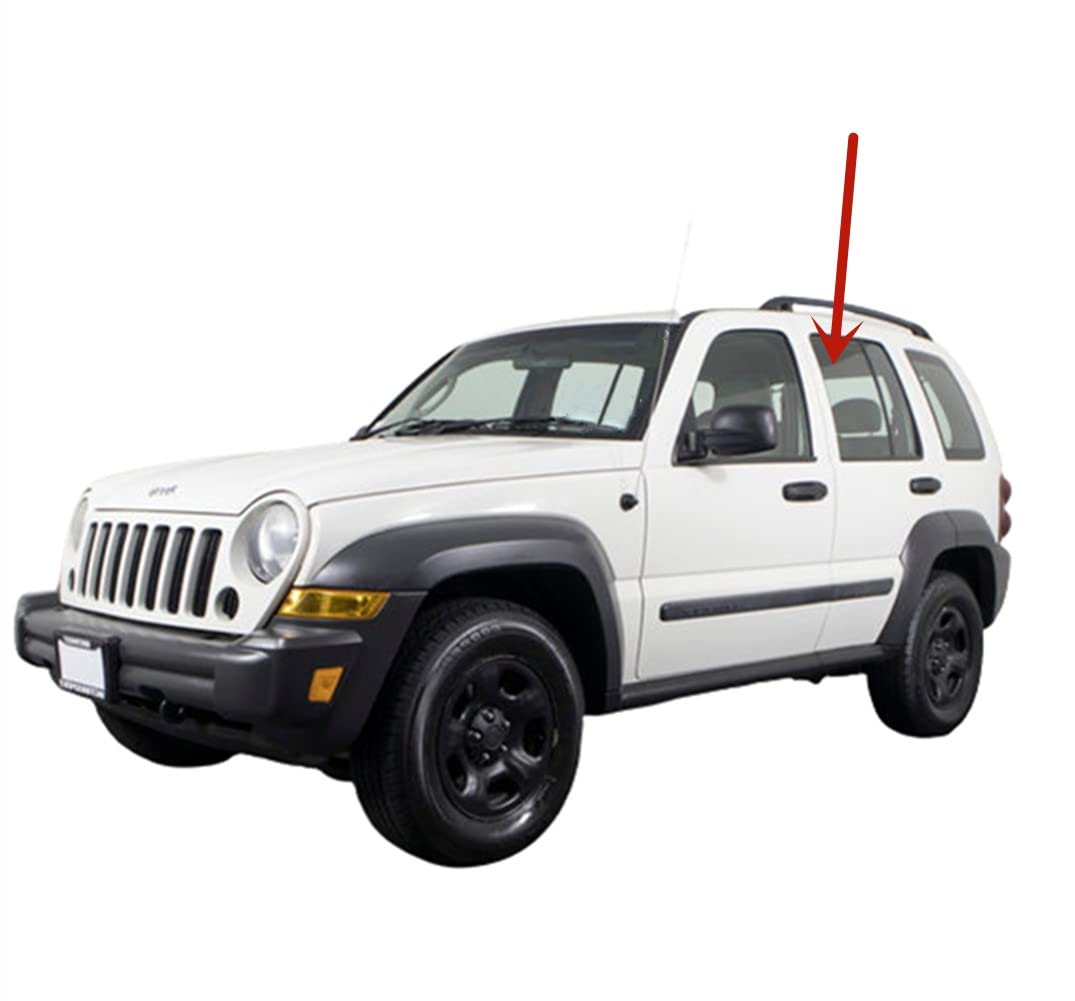 With Bottom Hole Style Clear Tempered Driver Left Side Rear Door Window Door Glass Compatible with Jeep Liberty 2006-2007 Models
