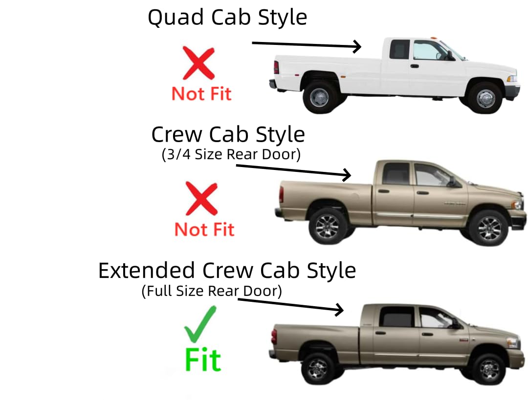 Tempered Passenger Right Side Rear Door Window Door Glass Compatible with Dodge Ram Pickup 1500 2500 3500 4500 4 Door Extended Crew/Mega Cab 2007-2009 Models