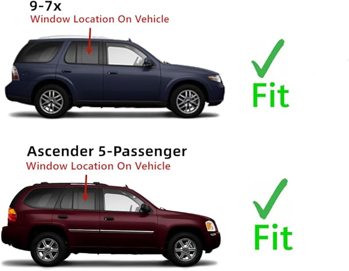 Passenger Right Side Rear Door Window Door Glass Compatible with Saab 9-7x 2005-2009 Models/Isuzu Ascender 5 Passenger 2004-2009 Models