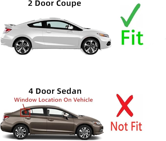 Passenger Right Side Rear Vent Glass Vent Window Compatible with Honda Civic 4 Door Sedan 2012-2015 Models
