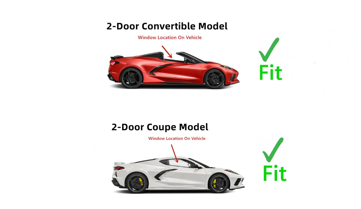 Tempered Passenger Right Side Door Window Door Glass Compatible with Chevrolet Corvette 2020-2025 Models