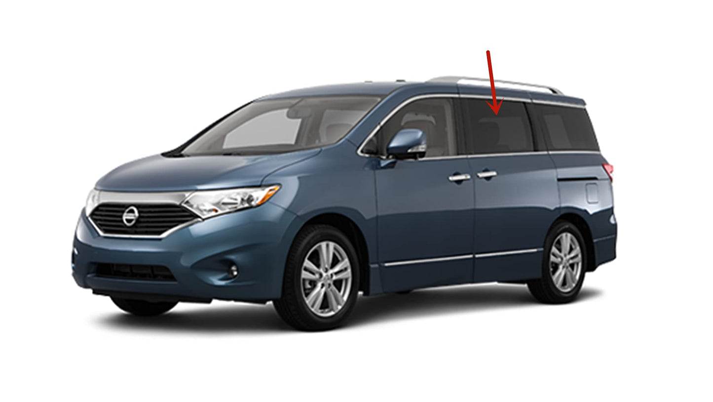 Driver Left Side Rear Sliding Cargo Door Window Door Glass Compatible with Nissan Quest 2011-2014 Models / Quest 2015-2017 Models