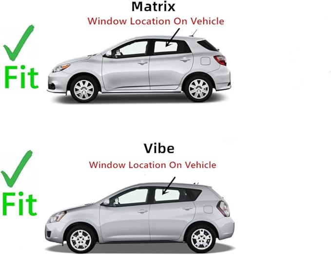 Driver Left Side Rear Door Window Door Glass Compatible with Toyota Matrix 2009-2013 Models