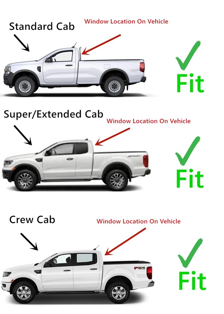 Heated OE Back Sliding Window Glass Back Slider Compatible with Ford Ranger Pickup 2019-2023 Models