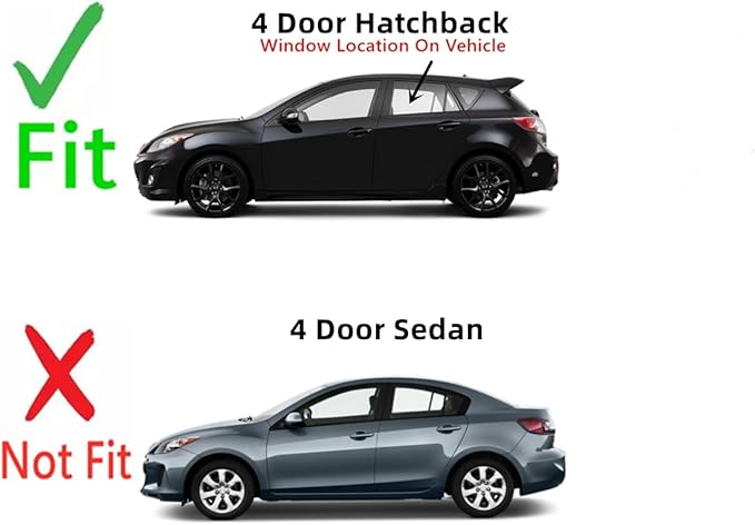 Driver Left Side Rear Door Window Door Glass Compatible with Mazda 3 4 Door Hatchback 2010-2013 Models