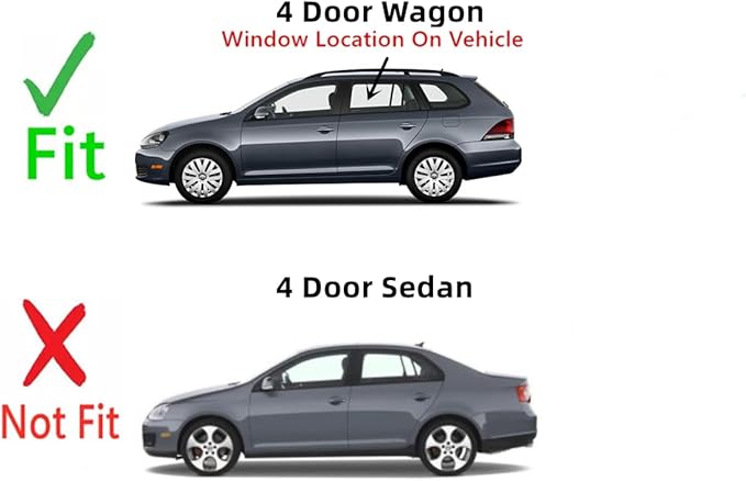 Driver Left Side Rear Door Window Door Glass Compatible with Volkswagen Jetta 4 Door Wagon 2008-2014 Models