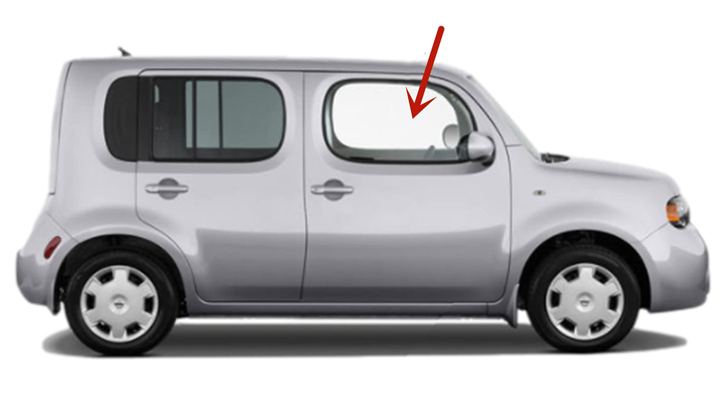 Passenger Right Side Front Door Window Door Glass Compatible with Nissan Cube 2009-2014 Models