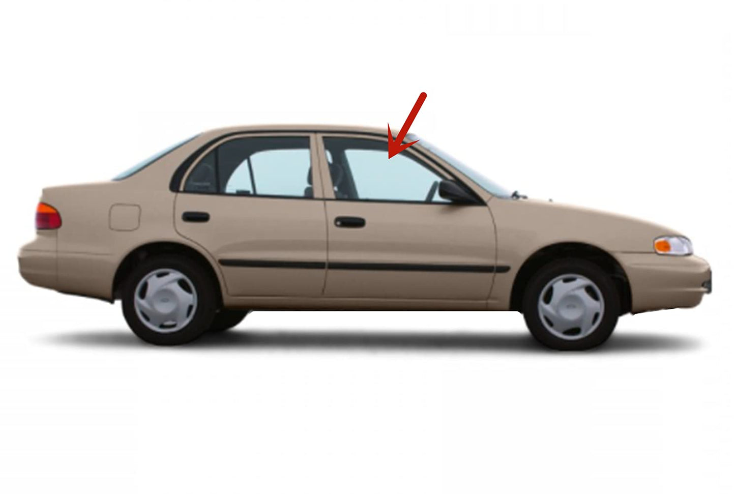Passenger Right Side Front Door Window Door Glass Compatible with Toyota Corolla/Chevrolet Prizm 1998-2002 Models