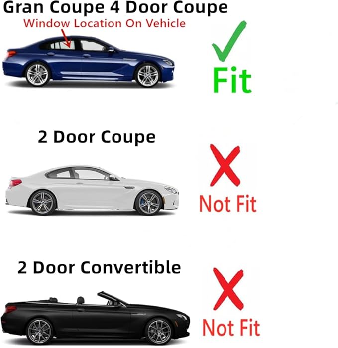 Passenger Right Side Rear Door Window Door Glass Compatible with BMW 640 Grand Coupe / 650 Grand Coupe / M6 Grand Coupe/Alpina B6 Grand Coupe 2013-2017 Models