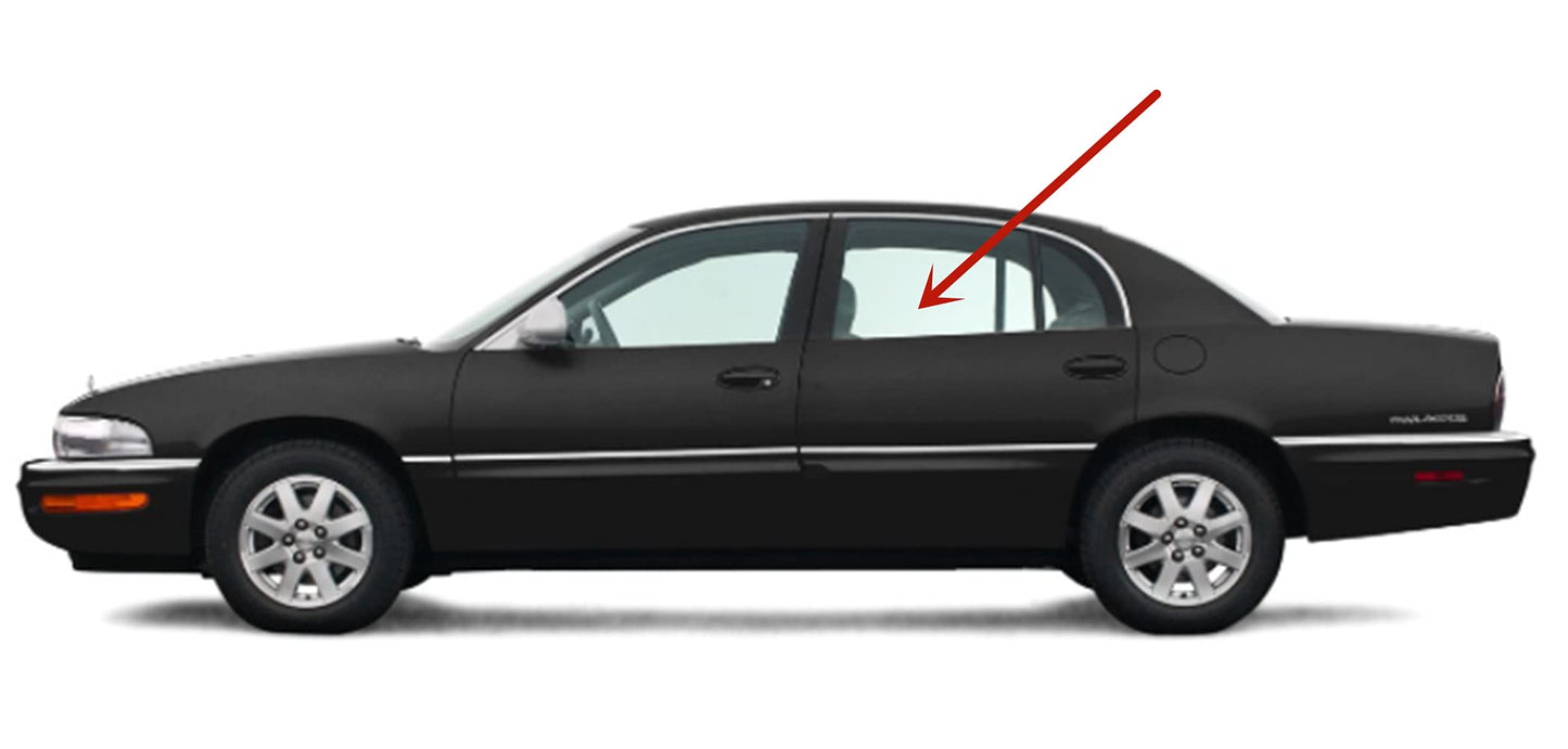 Driver Left Side Rear Door Window Door Glass Compatible with Buick Park Avenue 4 Door Sedan 1997-2006 Models