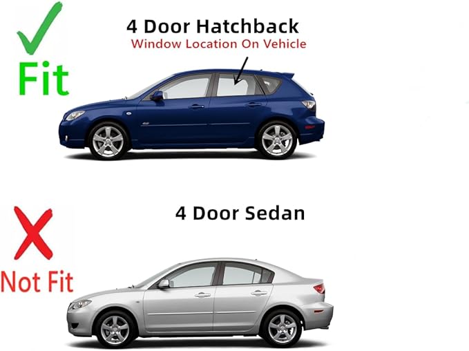 Driver Left Side Rear Door Window Door Glass Compatible with Mazda 3 2004-2009 4 Door Hatchback Models