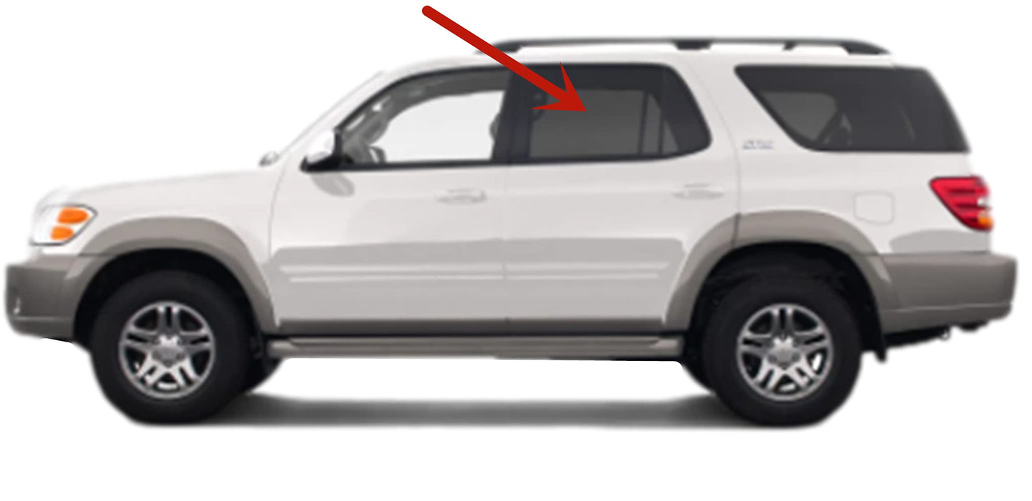 Driver Left Side Rear Door Window Door Glass Compatible with Toyota Sequoia 2001-2007 Models
