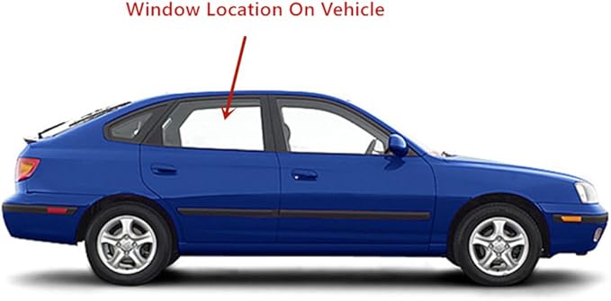 Passenger Right Side Rear Door Window Door Glass Compatible with Hyundai Elantra 4 Door Hatchback 2001-2006 Models