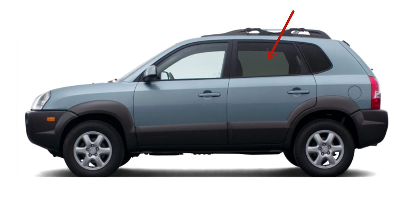 Driver Left Side Rear Door Window Door Glass Compatible with Hyundai Tucson 2005-2009 Models