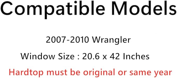 Heated Back Tailgate Window Back Glass Compatible with Jeep Wrangler 2007-2010 Models