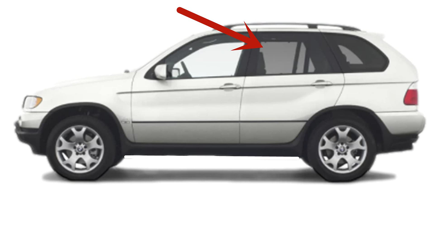 Driver Left Side Rear Door Window Door Glass Compatible with BMW X5 2000-2006 Models