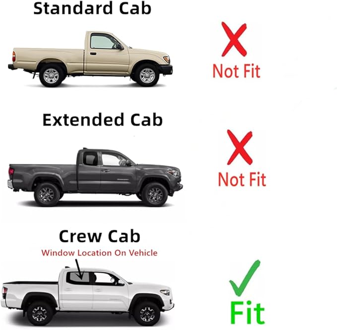 Passenger Right Side Rear Door Window Door Glass Compatible with Toyota Tacoma 4 Door Crew Cab 2005-2015 Models