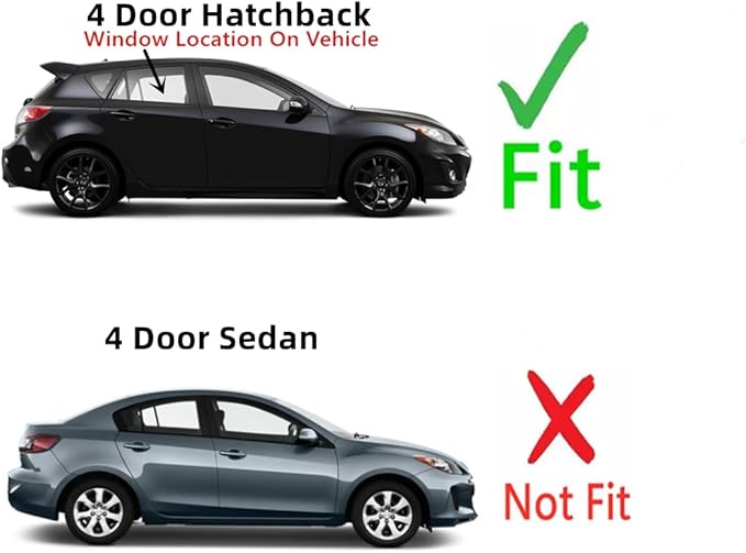 Passenger Right Side Rear Door Window Door Glass Compatible with Mazda 3 4 Door Hatchback 2010-2013 Models