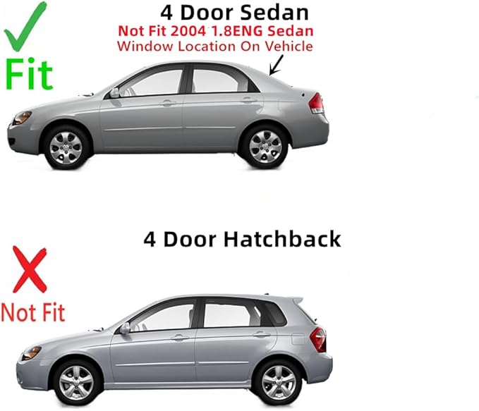 Heated Back Window Back Glass Compatible with Kia Spectra 4 Door Sedan 2005-2009 / Spectra 20.L ENG 4 Door Sedan 2004 Models