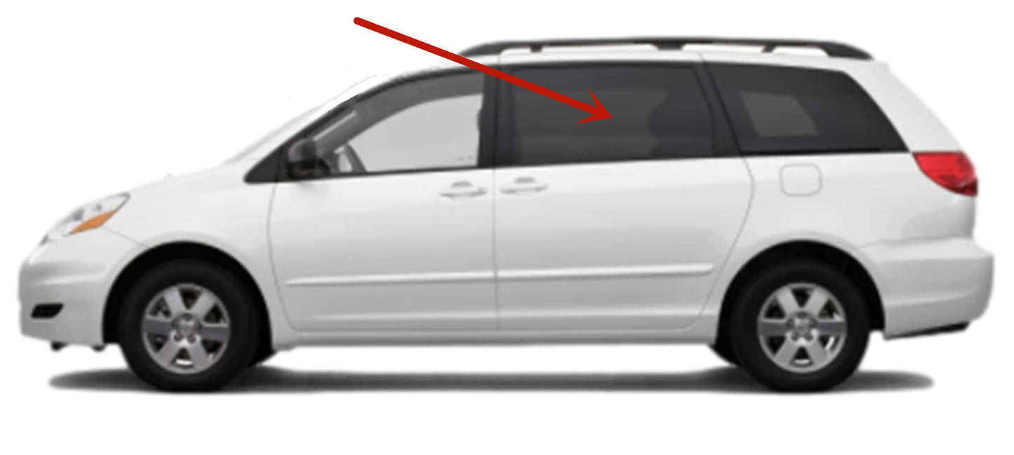 Driver Left Side Rear Sliding Cargo Door Glass Compatible with Toyota Sienna Mini Van 2004-2010 Models