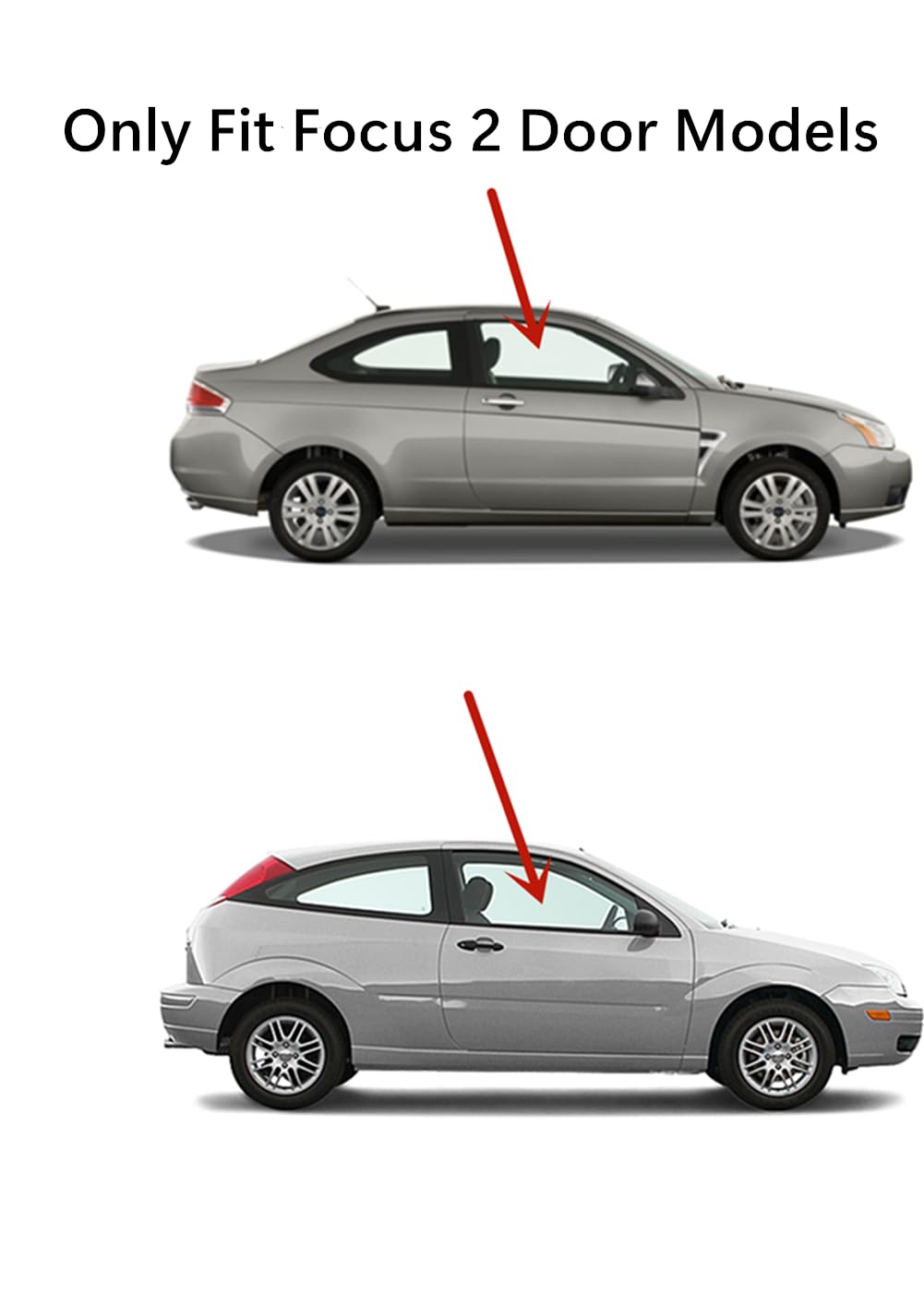 Passenger Right Side Door Window Door Glass Compatible with Ford Focus 2 Door Hatchback 2000-2007 Models/ 2 Door Coupe 2008-2011 Models