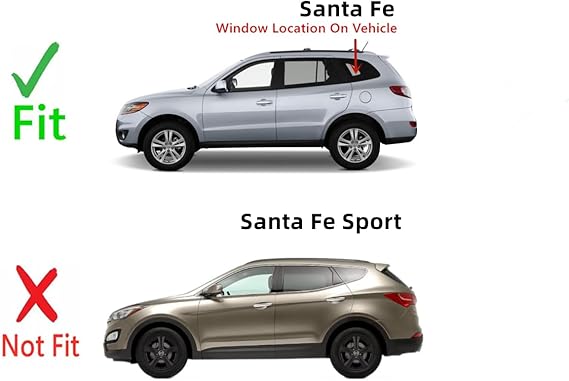 Tempered Driver Left Side Quarter Window Quarter Glass Compatible with Hyundai Santa Fe 2007-2012 Models