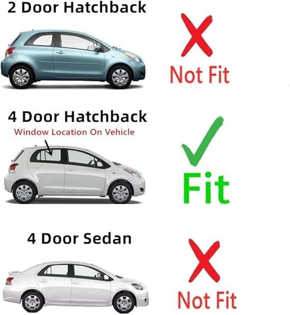 Passenger Right Side Rear Door Window Door Glass Compatible with Toyota Yaris 4 Door Hatchback 2006-2011 Models