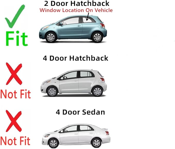 Driver Left Side Rear Quarter Glass Quarter Window Compatible with Toyota Yaris 2 Door Hatchback 2006-2011 Models