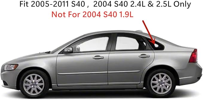 Tempered Driver Left Side Quarter Window Quarter Glass Compatible with Volvo S40 2005-2011 / S40 2.4L 2.5L 2004 Models (Not For 2004 S40 1.9L)