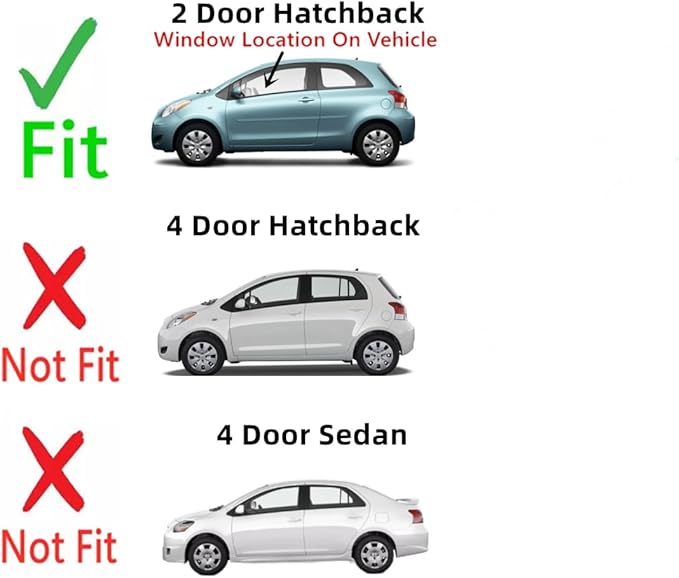Driver Left Side Front Door Window Door Glass Compatible with Toyota Yaris 2 Door Hatchback 2006-2011 Models