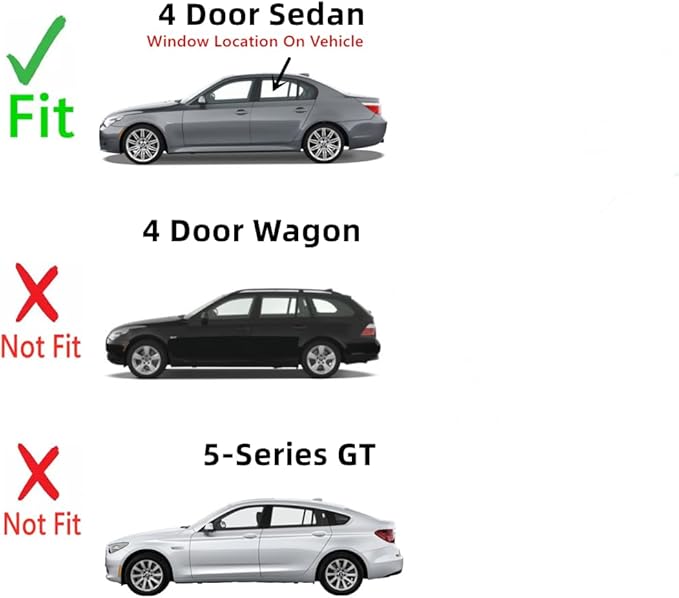 Driver Left Rear Door Window Door Glass Compatible with BMW 525i 525xi 530i 530xi 528i 535i 535xi 545i 550i M5 2004-2010 4 Door Sedan Models